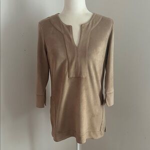 Gretchen Scott Designs Tan Faux Suede Tunic sz  XS/S